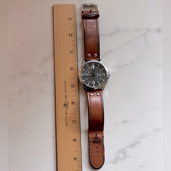 Stuhrling silver watch with brown leather band - Picture 1 of 3